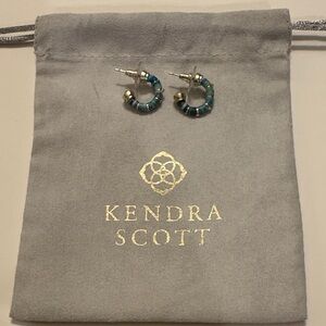 Kendra Scott Turquoise and Gold Mini Hoops